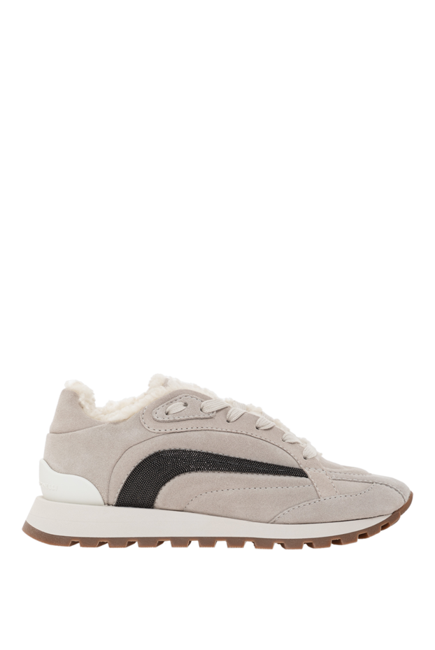 Brunello Cucinelli light suede sneakers with a contrasting insert and fur lining
191354 - photo 1