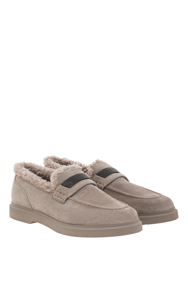 Brunello Cucinelli suede loafers with warm fur lining and contrasting inserts
 191359 - photo 3