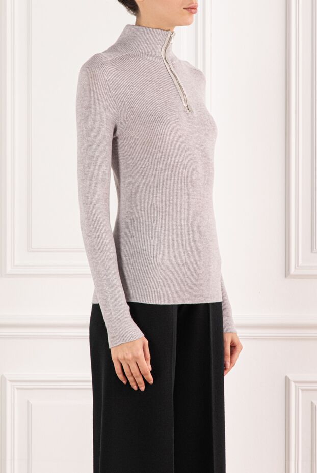 D.Exterior light gray wool polo with a shiny zipper
 191379 - photo 3