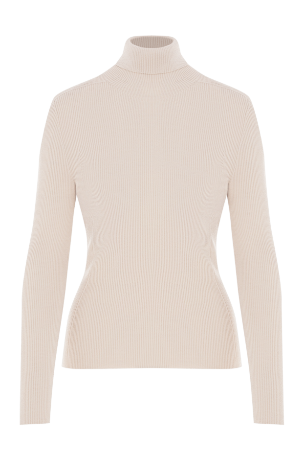 D.Exterior women's beige ribbed turtleneck with a fitted silhouette 191382 - photo 1