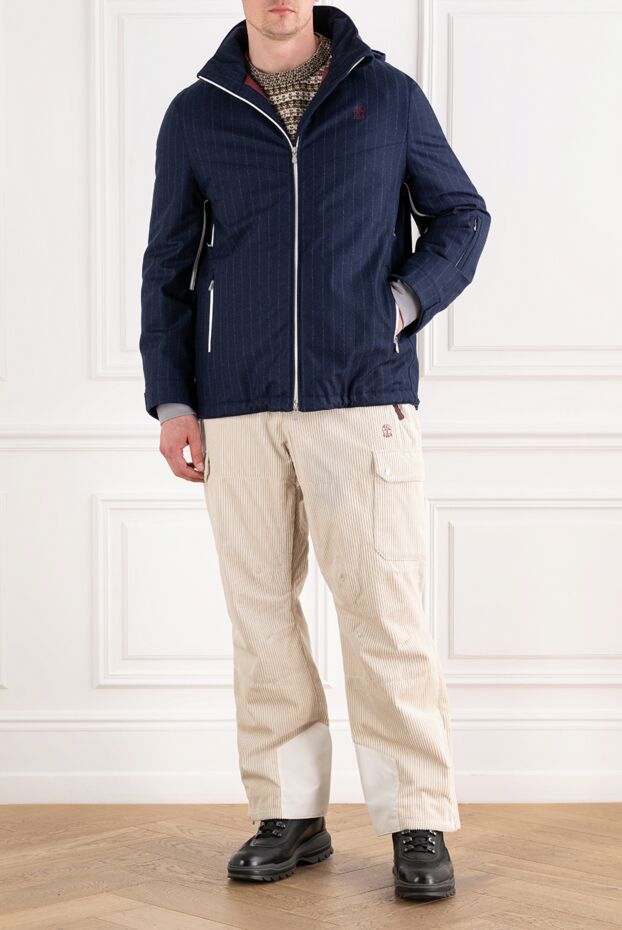 Brunello Cucinelli men's blue striped wool ski jacket 191404 - photo 2