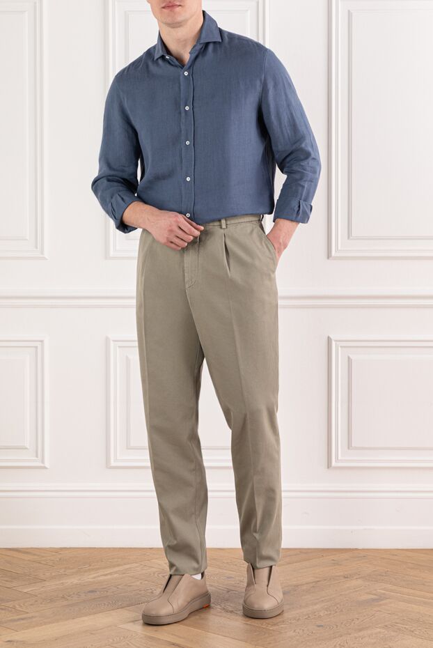 Brunello Cucinelli beige cotton trousers in a straight silhouette with a simple trim
 191410 - photo 2