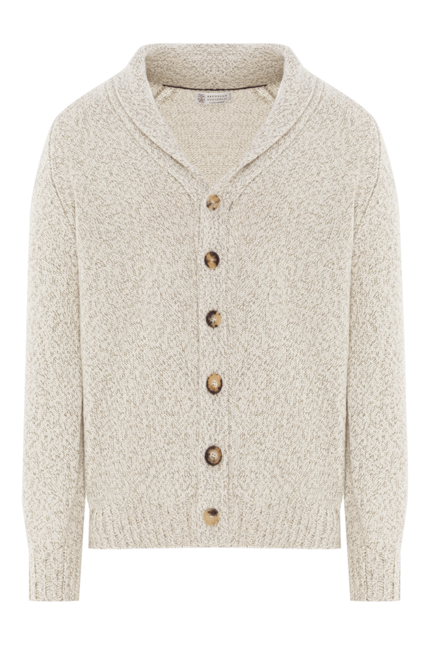 Brunello Cucinelli men's ribbed cashmere cardigan with shawl collar 191425 - photo 1