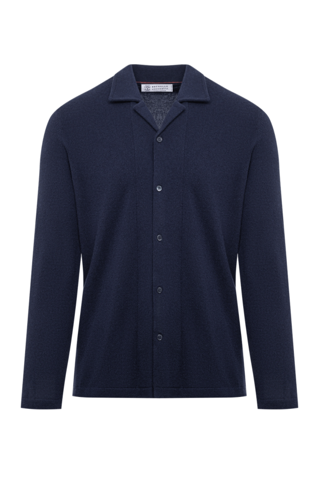 Brunello Cucinelli men's navy blue knitted cardigan with buttons 191427 - photo 1