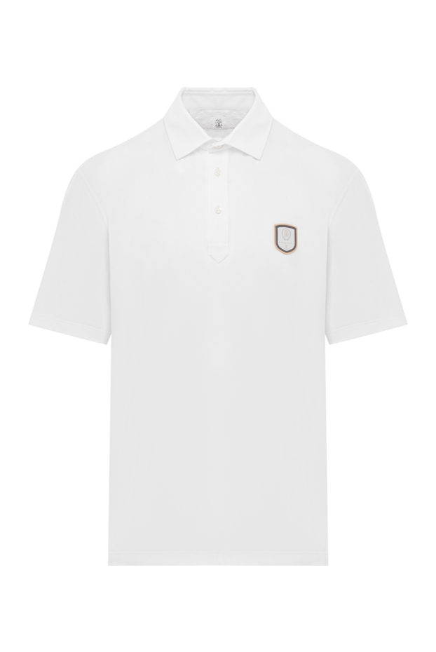 Brunello Cucinelli white cotton polo shirt with contrast chest chevron 191428 - photo 1