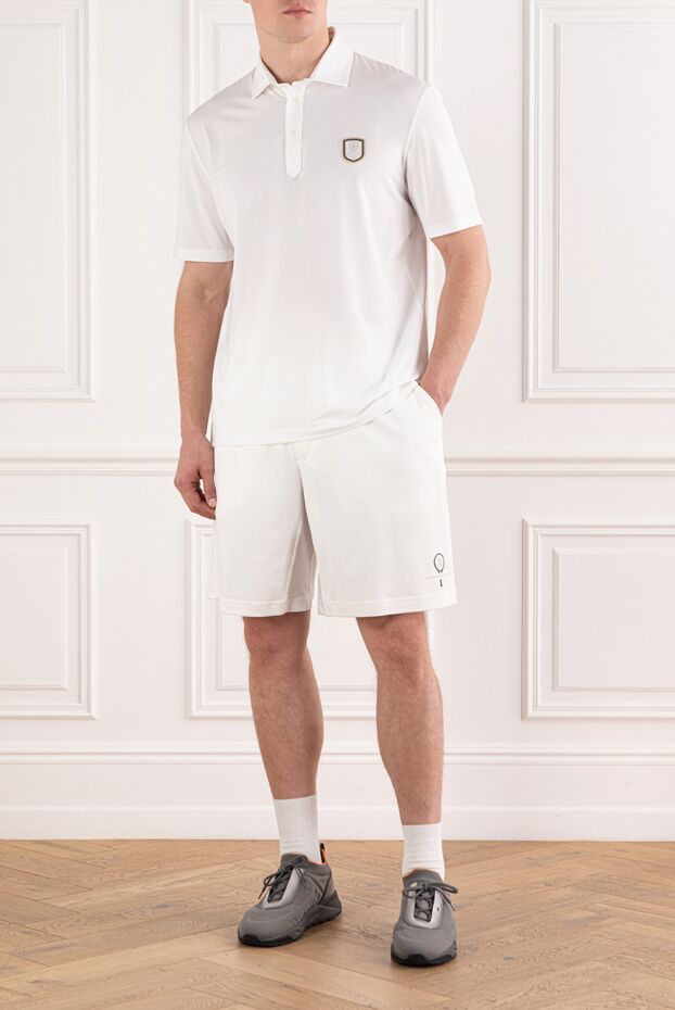 Brunello Cucinelli white cotton polo shirt with contrast chest chevron 191428 - photo 2