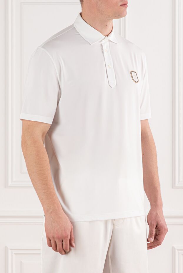 Brunello Cucinelli white cotton polo shirt with contrast chest chevron 191428 - photo 3