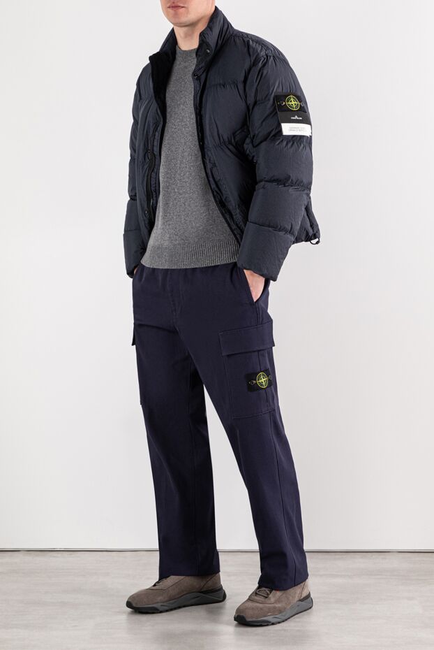 Stone Island темно-серый пуховик с высоким воротником и пуговицами 191449 - фото 2