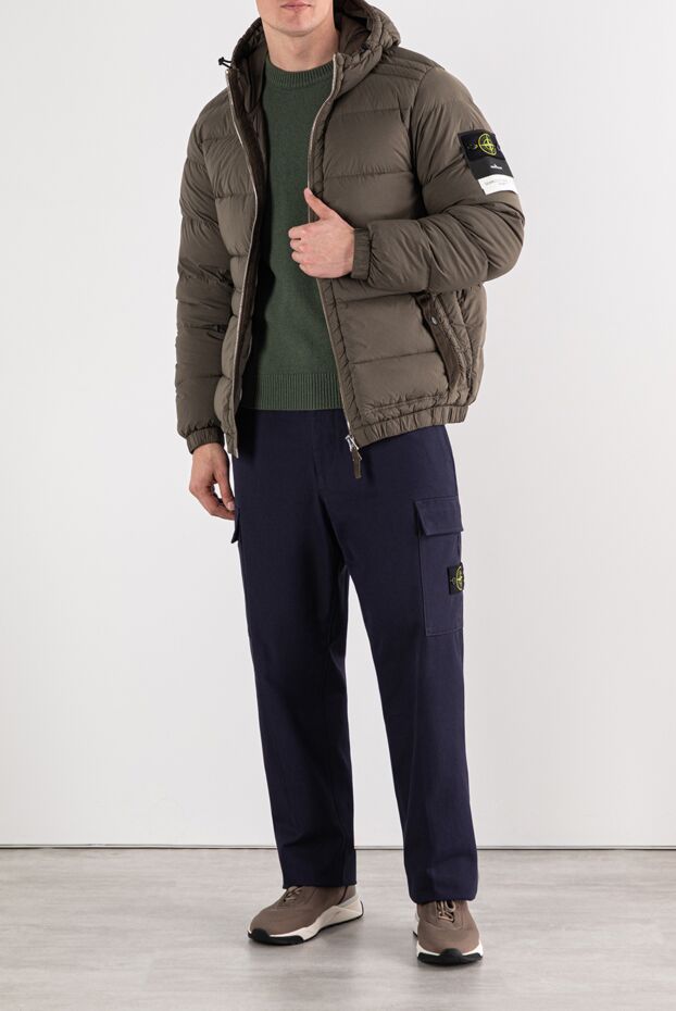 Stone Island оливковый пуховик с капюшоном и контрастными вставками 191452 - фото 2