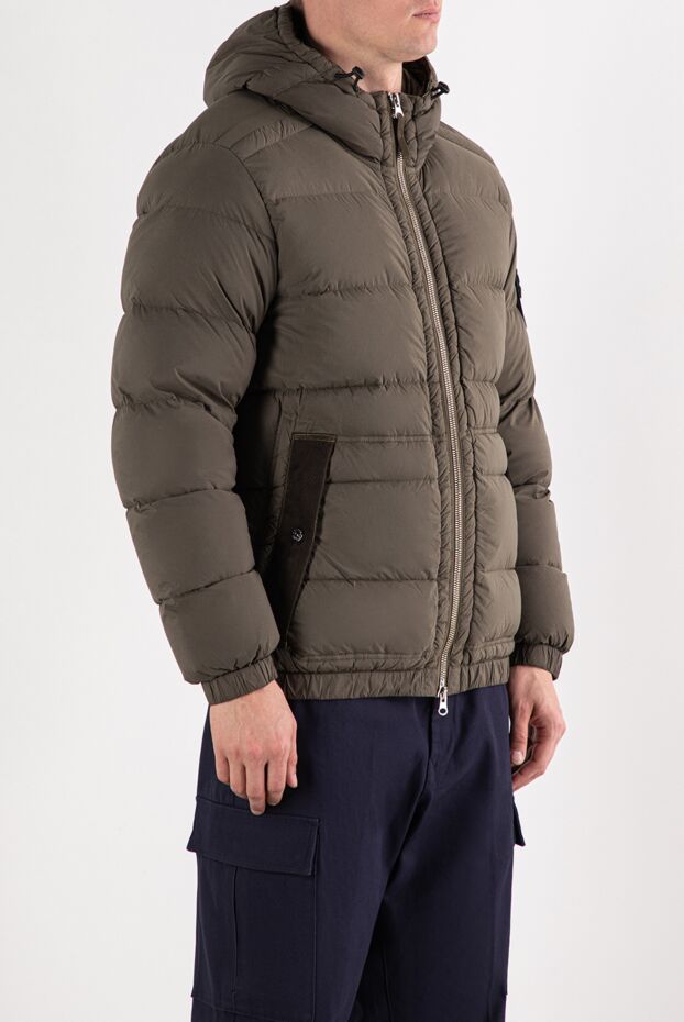 Stone Island оливковый пуховик с капюшоном и контрастными вставками 191452 - фото 3