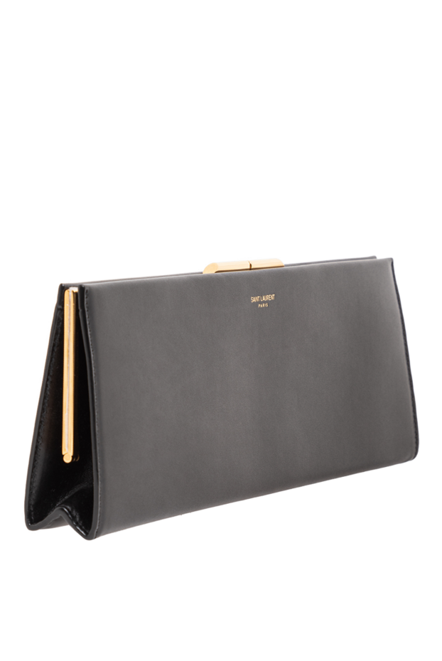 Saint Laurent большой черный клатч midnight из гладкой кожи 191455 - фото 3