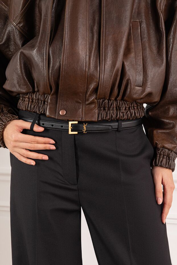 Saint Laurent төртбұрышты ілмегі бар cassandre жіңішке белбеу 191456 - фото 2