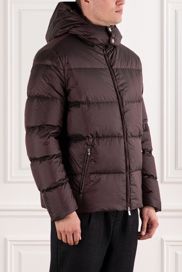 Tombolini burgundy down jacket with a hood and zipper
 191471 - photo 3