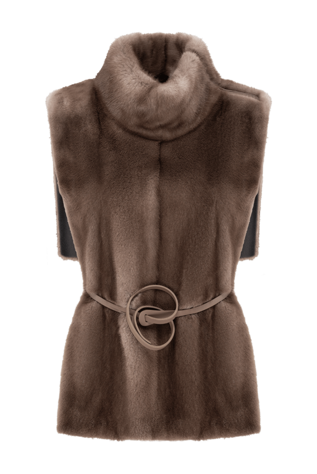 FG Furs mink vest with a stand-up collar and a leather belt 191566 - photo 1