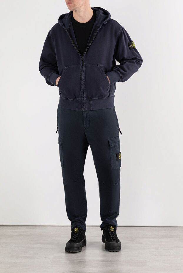 Stone Island худи из органического хлопка-панамы с ребристыми вставками и карманами 191568 - фото 2