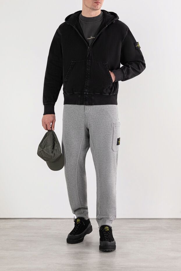 Stone Island черный худи из органического хлопка с ребристыми вставками 191569 - фото 2