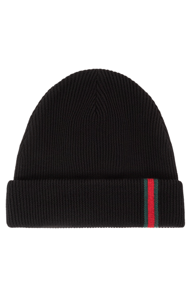 Gucci black wool beanie hat with green and red trim 191585 - photo 1