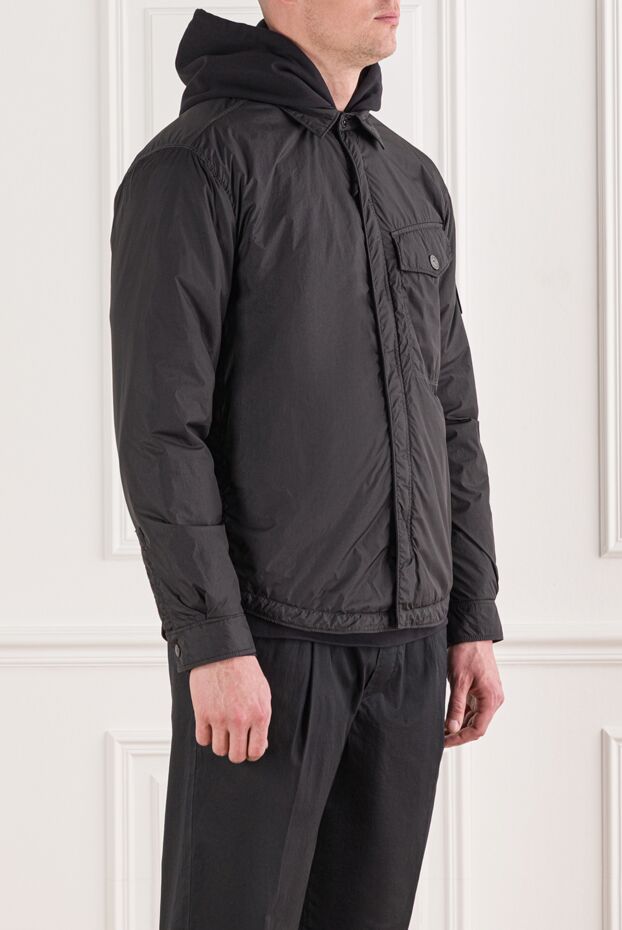 Stone Island нейлоновая куртка-рубашка черного цвета с нагрудным карманом 191609 - фото 3