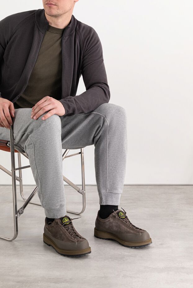Stone Island lace-up sneakers with a rubber welt and lugged sole, green
 191610 - photo 2