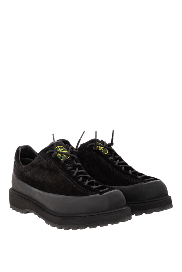 Stone Island lace-up sneakers with a rubber welt and lugged sole, black
 191611 - photo 3