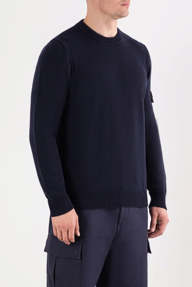 Stone Island knitted blue lambswool jumper with a round neck 191622 - photo 3