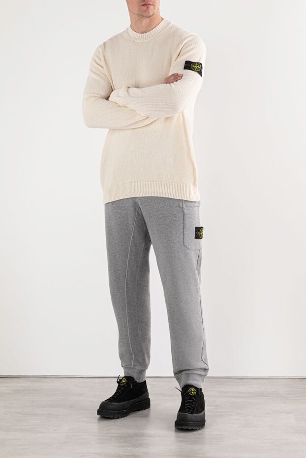 Stone Island вязаный джемпер с круглым вырезом из органического хлопка белый 191625 - фото 3