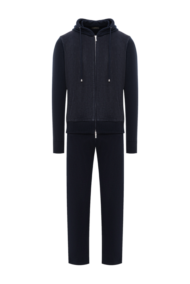 Cesare di Napoli blue knitted suit made of viscose wool and cashmere with a hood 191639 - photo 1