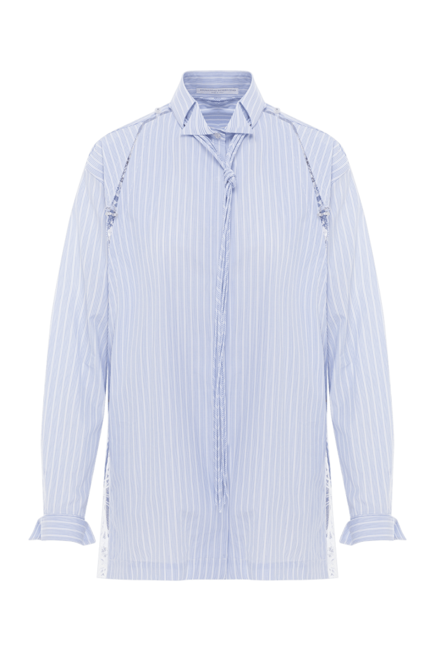 Ermanno Scervino хлопковая рубашка в нежную голубую полоску с изящными боковыми разрезами 191649 - фото 1
