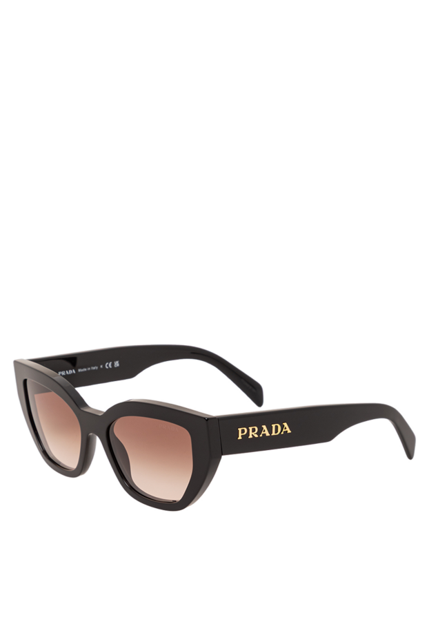 Prada солнцезащитные очки кошачий глаз черные с коричневыми градиентными линзами 191652 - фото 3