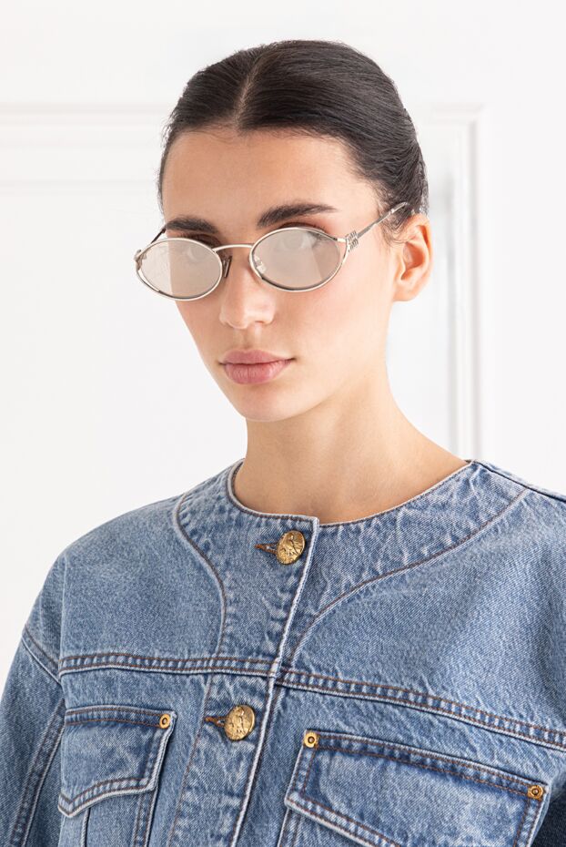 Miu Miu oval shaped sunglasses with silver metal frame 191670 - photo 2
