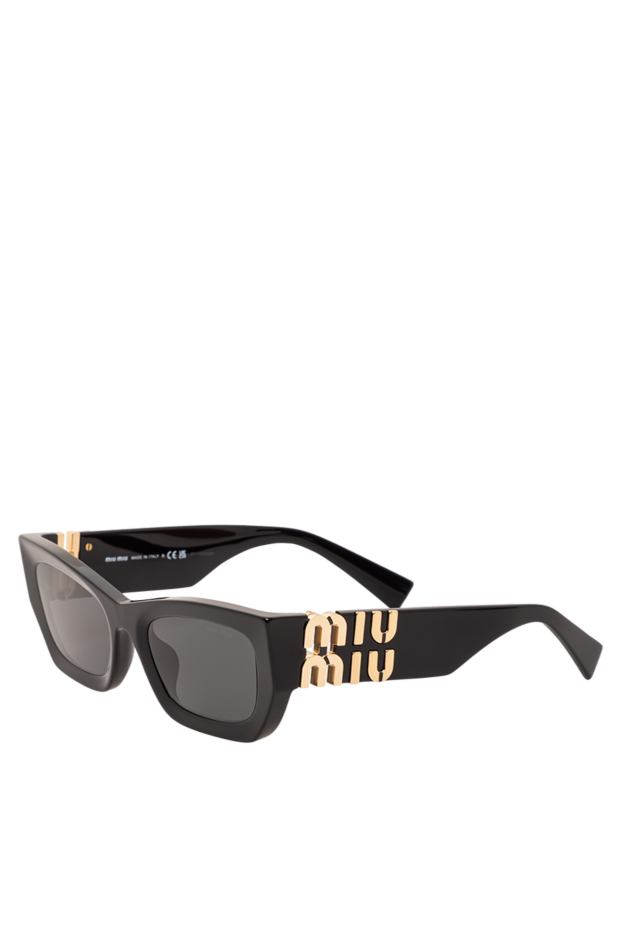 Miu Miu black sunglasses with dark grey lenses and a large gold logo 191676 - photo 3