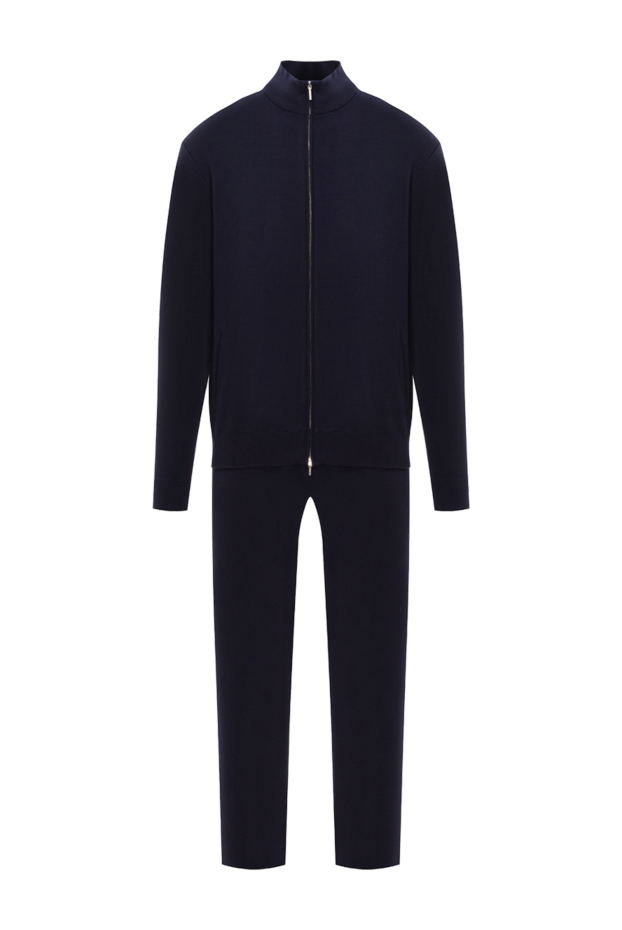 Cesare di Napoli classic wool tracksuit with a stand-up collar, blue 191727 - photo 1
