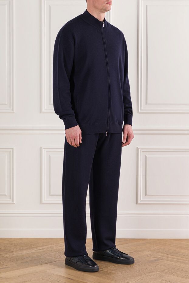 Cesare di Napoli classic wool tracksuit with a stand-up collar, blue 191727 - photo 2