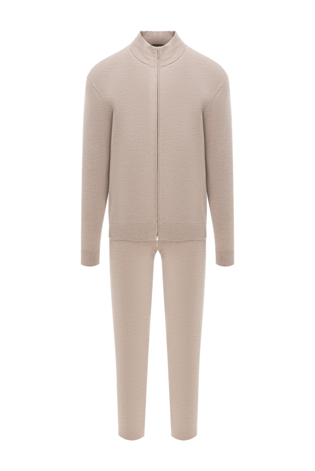 Cesare di Napoli classic wool tracksuit with a stand-up collar, beige 191728 - photo 1