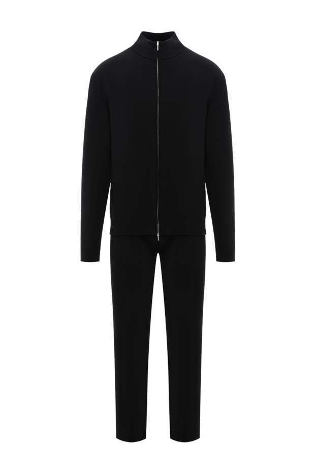 Cesare di Napoli classic wool tracksuit with a stand-up collar, black 191729 - photo 1