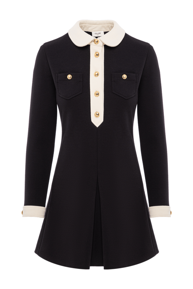 Celine blason a-line wool dress with contrast collar and gold buttons 191755 - photo 1