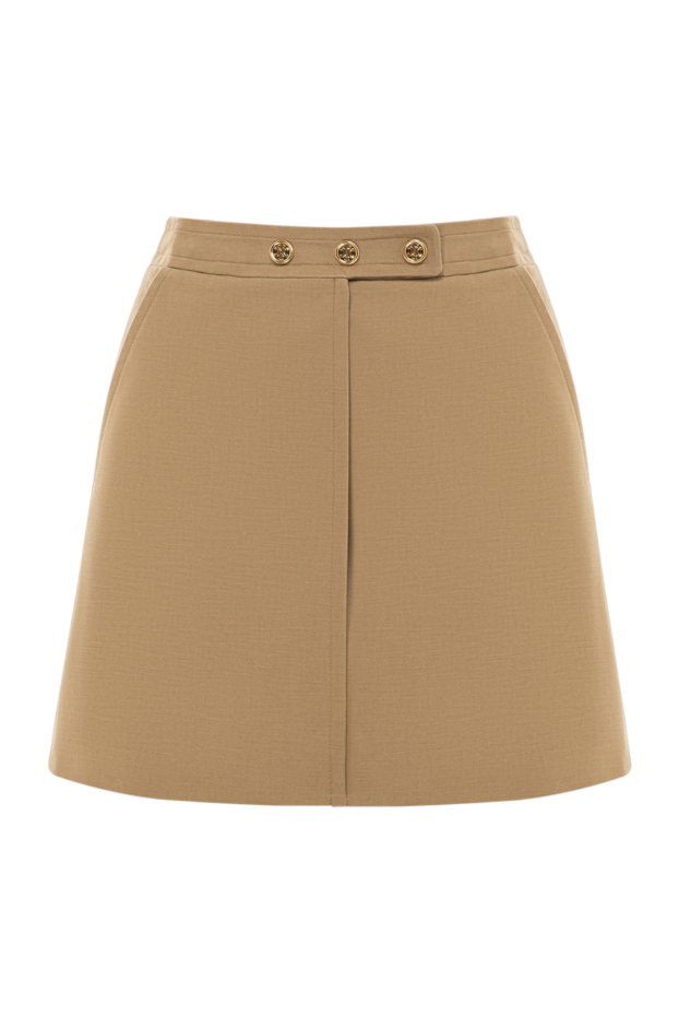 Women's khaki cotton mini skirt - photo 1