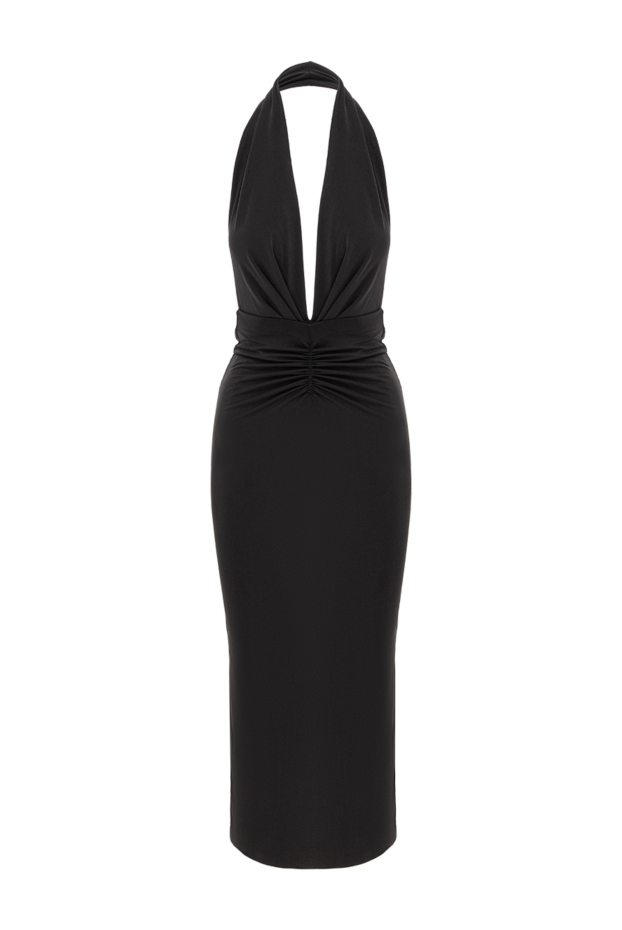 Black evening dress with draped details and a halter neckline - photo 1