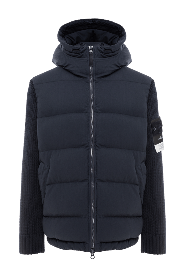 Stone Island men's ghost down jacket with knit sleeves in navy blue 191873 - photo 1