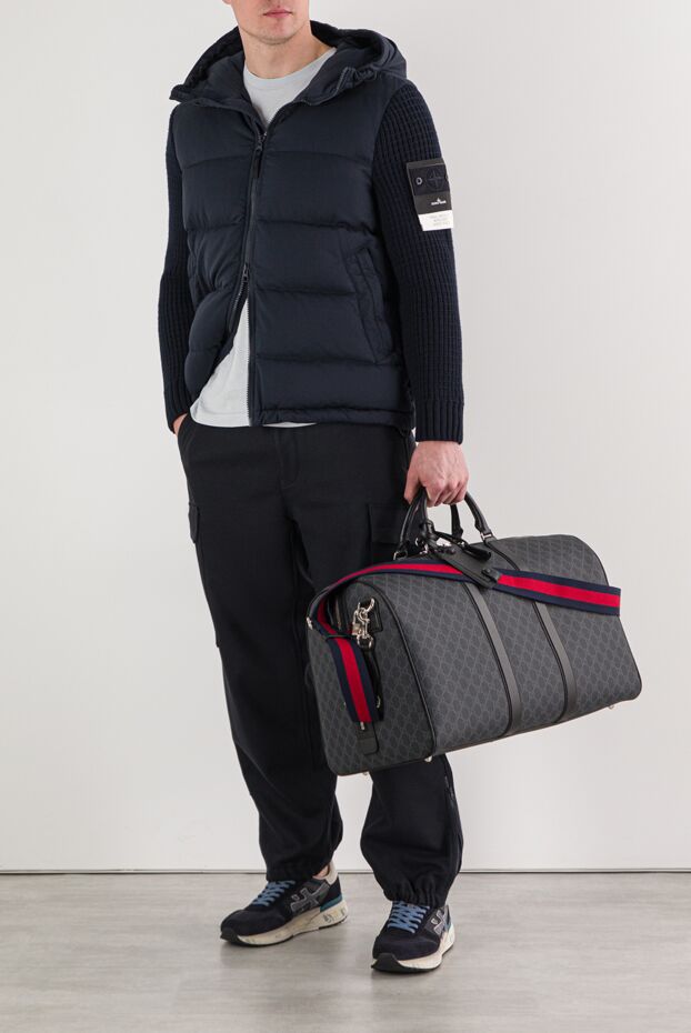 Stone Island men's ghost down jacket with knit sleeves in navy blue 191873 - photo 2