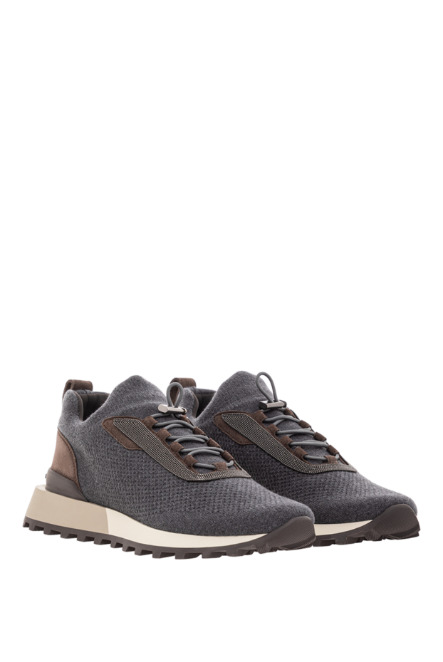 Brunello Cucinelli gray sneakers with a textured cashmere and silk upper.
 191907 - photo 3