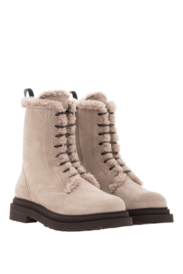 Brunello Cucinelli high-top boots made of soft suede with warm fur lining, beige
 191908 - photo 3