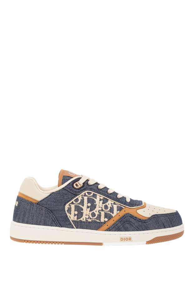 B27 Uptown low-top sneakers in white smooth calfskin and black denim - photo 1