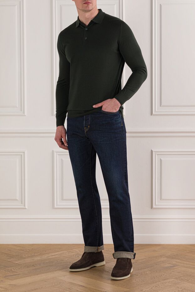 Loro Piana wish ultrafine wool long sleeve polo in green 191939 - photo 2