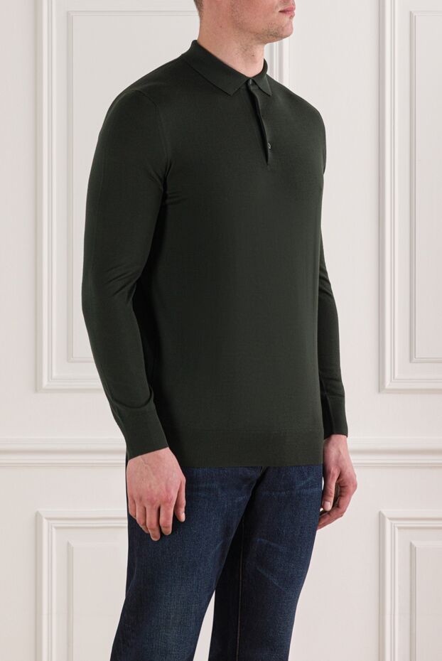 Loro Piana wish ultrafine wool long sleeve polo in green 191939 - photo 3