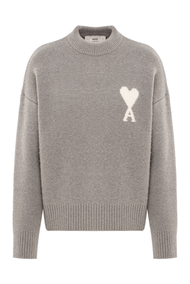 Ami Paris grey jumper with white heart logo 191945 - photo 1