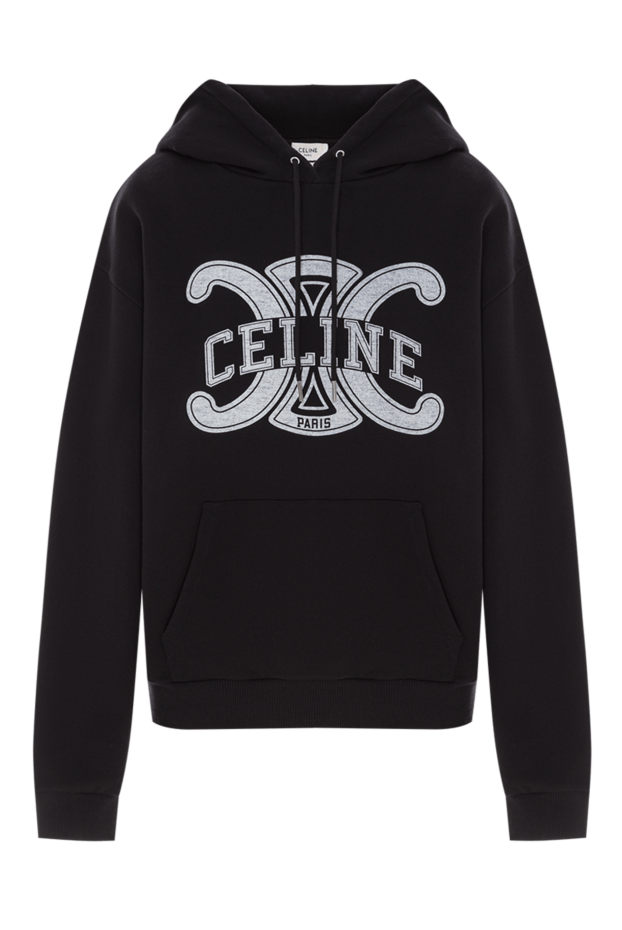 Celine black loose hoodie in cotton fleece with logo 191955 - photo 1
