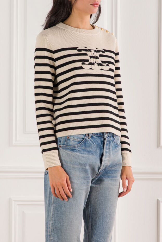 Celine striped wool and cashmere crew neck jumper 191956 - photo 3