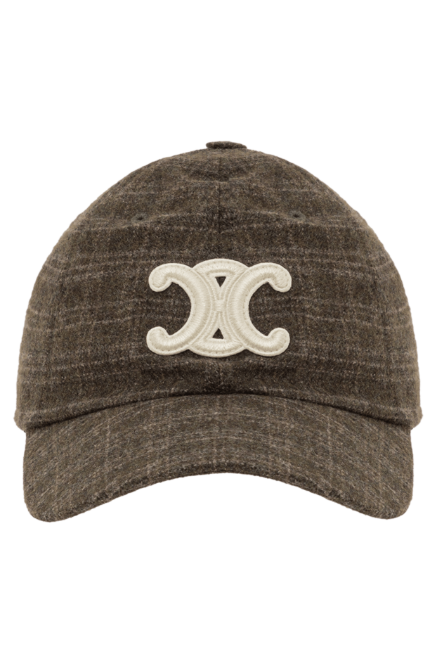 Celine triomphe green plaid wool felt baseball cap 191960 - photo 1