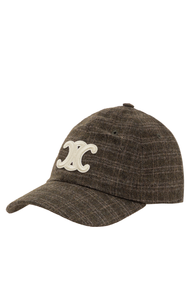 Celine triomphe green plaid wool felt baseball cap 191960 - photo 3